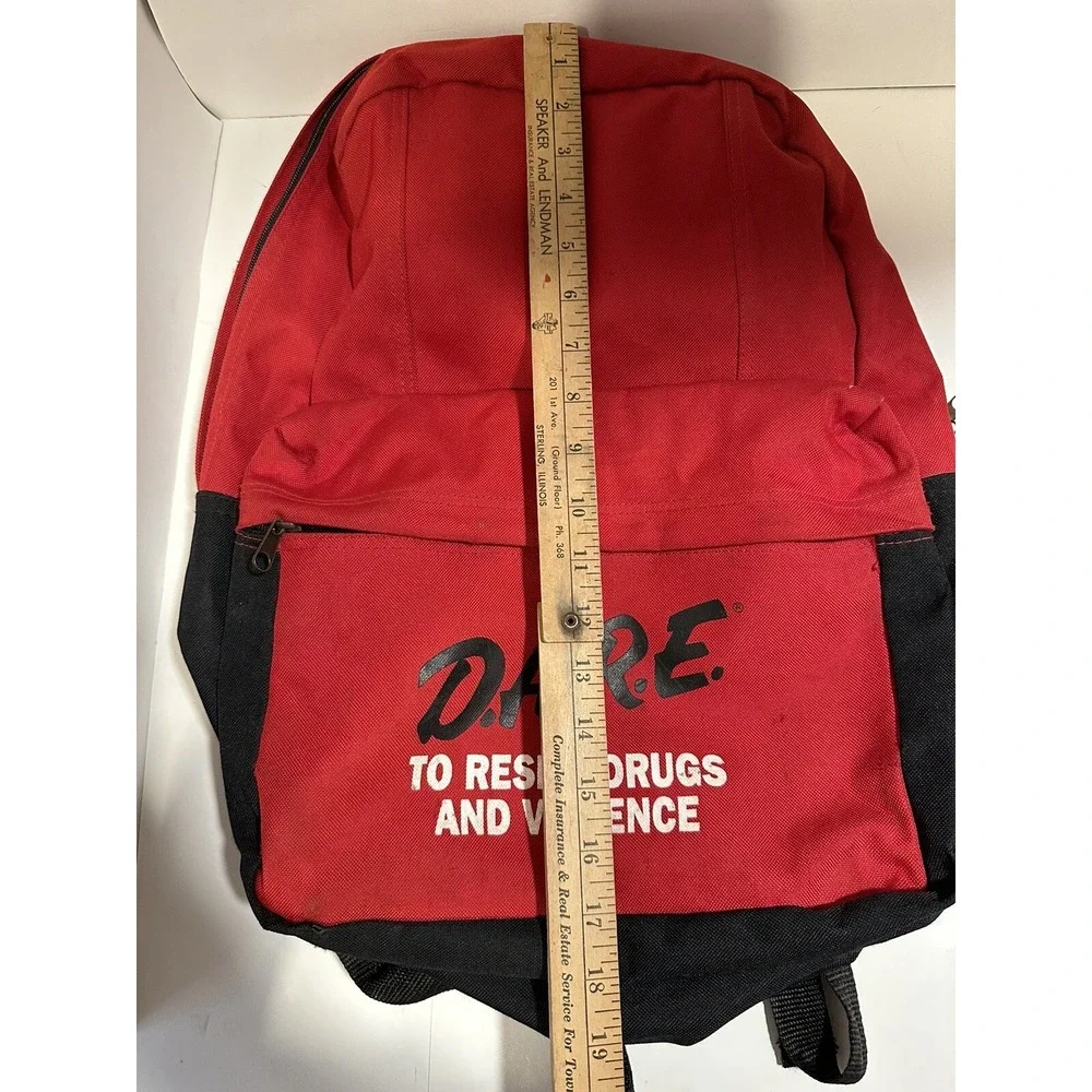 Rare Vintage 90's D.A.R.E To Resist Drugs And‎ Violence Backpack Booksack Red